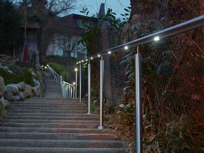 Außenaufgang mit Flexo LED-Handlauf
